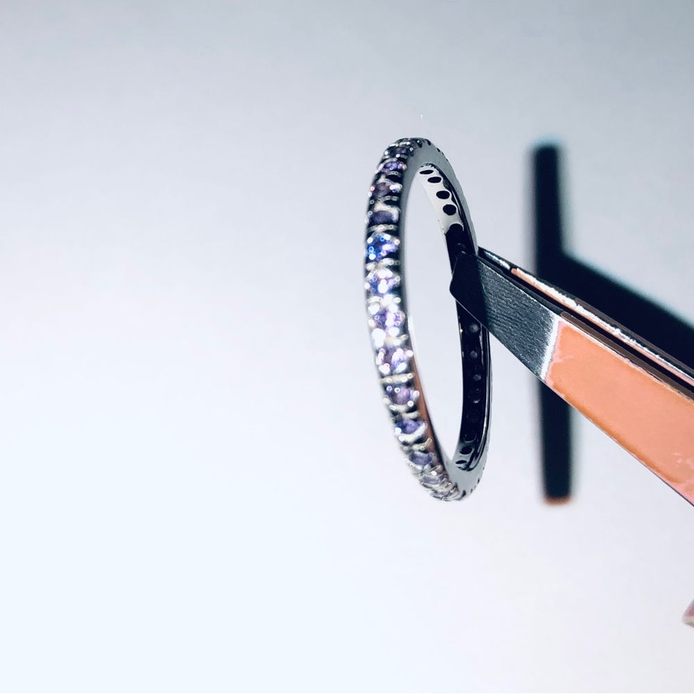 Solid 925 Sterling Silver Amethyst Cz Ring - image 5